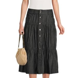 Denim, Black, button front skirt. Western style Time and Tru Size 8